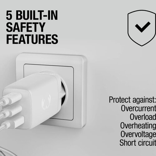 Fresh ’n Rebel 67W GaN laptoplader LT49750 met twee USB-C-poorten en USB-A