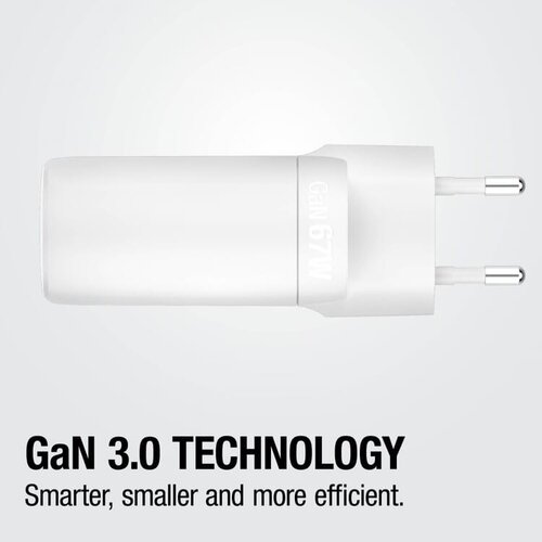 Fresh ’n Rebel 67W GaN laptoplader LT49750 met twee USB-C-poorten en USB-A