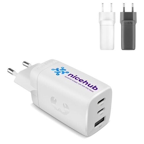 Fresh ’n Rebel 67W GaN laptoplader LT49750 met twee USB-C-poorten en USB-A