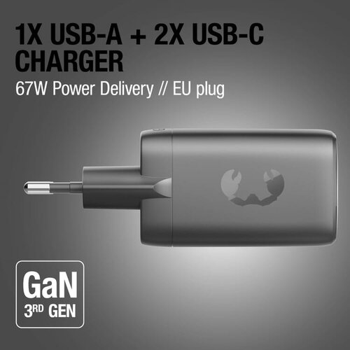 Fresh ’n Rebel 67W GaN laptoplader LT49750 met twee USB-C-poorten en USB-A