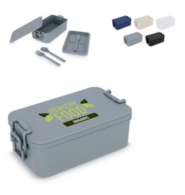 Dubbellaagse lunchbox met bestek LT90426 full colour bedrukt met logo