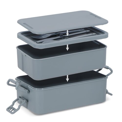 Dubbellaagse lunchbox met bestek LT90426 full colour bedrukt met logo