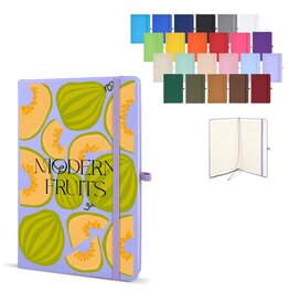 Sora A5-notitieboek LT92095 met PU-hardcover full colour bedrukt met logo