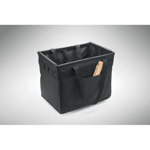 FORM MO2855 opvouwbare zwarte RPET organizer bedrukt met logo