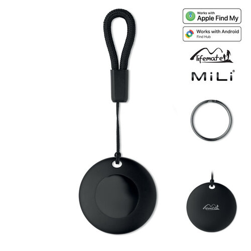 MILI LIFEMATE MO3107 slimme Find My locator sleutelhanger bedrukt met logo