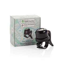 Bike Finder Dual P301.14 fietsbel met Apple Find My en Android Find Hub tracker bedrukt met logo