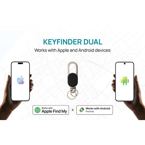 Keyfinder Dual P301.1601 sleutelhanger met Apple Find My en Android Find Hub bedrukt met logo