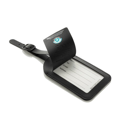 Globefind Dual P301.5701 RCS bagagelabel met Apple Find My en Android Find Hub bedrukt met logo