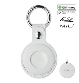 MILI Lifemate Life Tag Duo MO3108 tracker met PU hoes voor Apple Find My en Google Find Hub bedrukt met logo