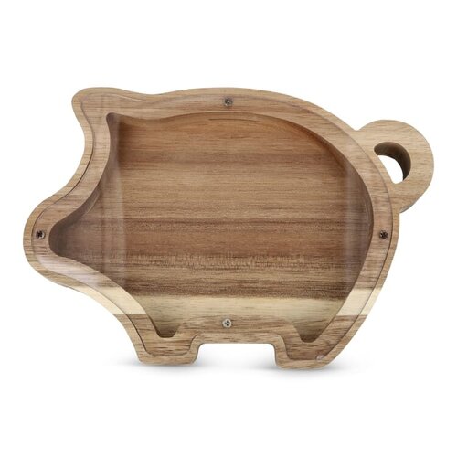 PennyVista houten spaarpot LT91535 van acaciahout bedrukt met logo