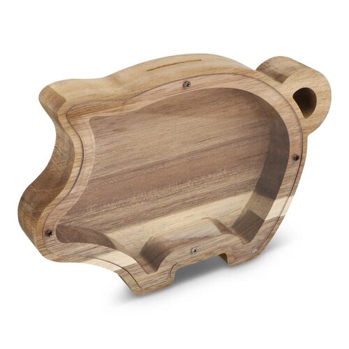 PennyVista houten spaarpot LT91535 van acaciahout bedrukt met logo