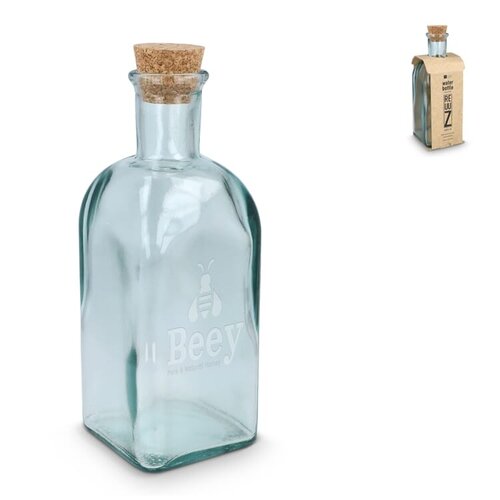 InSideOut ReuuZ vierkante fles van gerecycled glas 500 ml LT57015 met logo