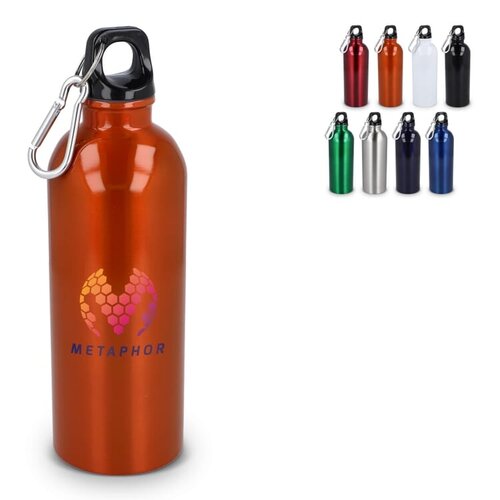 Gerecyclede RVS fles met karabijnhaak 500 ml LT98693 bedrukt met logo