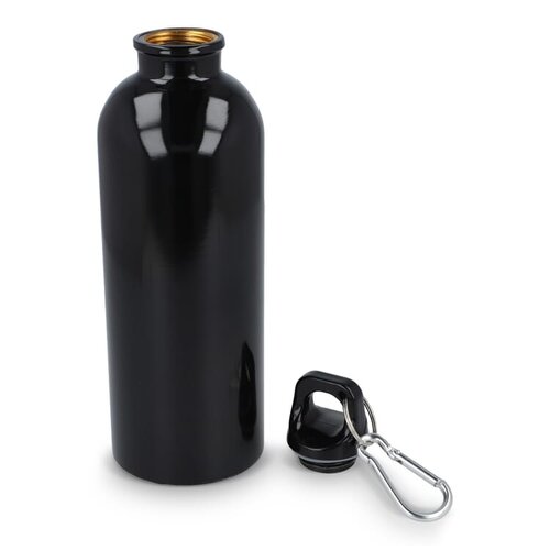 Gerecyclede RVS fles met karabijnhaak 500 ml LT98693 bedrukt met logo