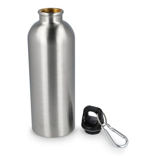 Gerecyclede RVS fles met karabijnhaak 500 ml LT98693 bedrukt met logo
