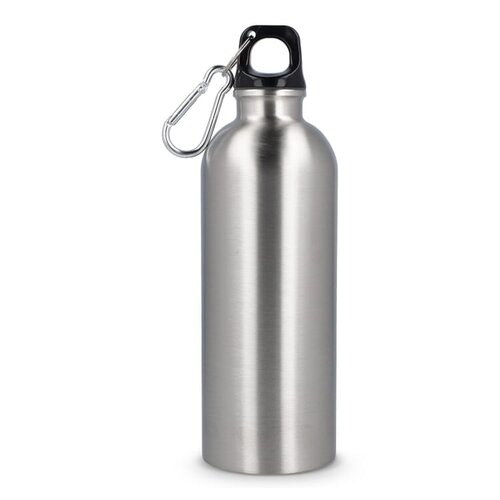 Gerecyclede RVS fles met karabijnhaak 500 ml LT98693 bedrukt met logo
