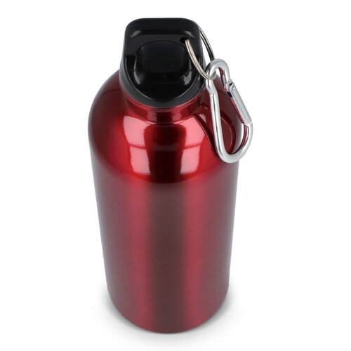 Gerecyclede RVS fles met karabijnhaak 500 ml LT98693 bedrukt met logo