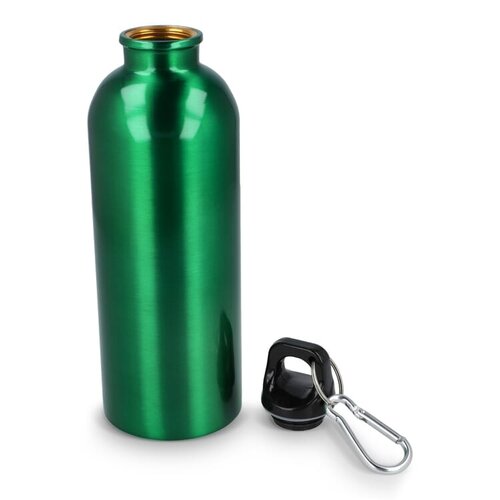 Gerecyclede RVS fles met karabijnhaak 500 ml LT98693 bedrukt met logo
