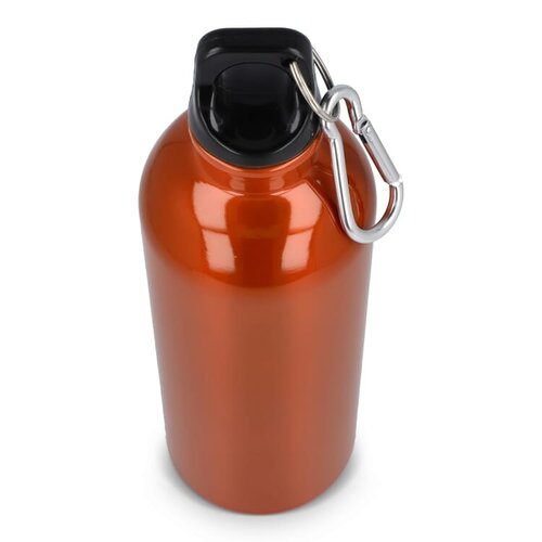 Gerecyclede RVS fles met karabijnhaak 500 ml LT98693 bedrukt met logo