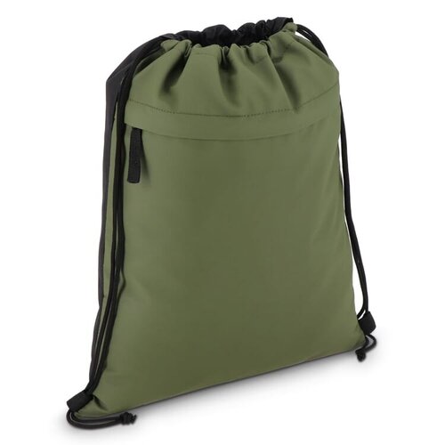 600D R-PET trekkoordtas met voorvak en ritssluiting LT91394 met logo