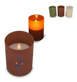 Nyelle oplaadbare LED-waskaars in mat glas LT57313 bedrukt met logo