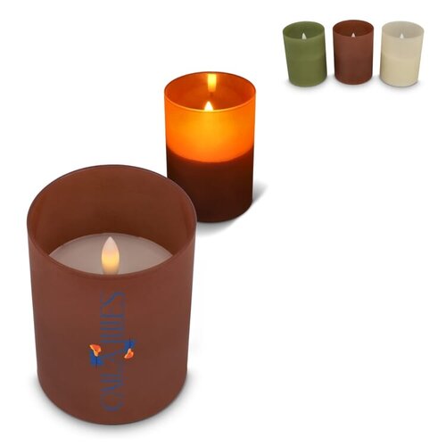 Nyelle oplaadbare LED-waskaars in mat glas LT57313 bedrukt met logo