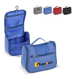 Kora 300D rPET toilettas met ophanghaak en binnenvakken LT95396 met logo