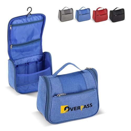 Kora 300D rPET toilettas met ophanghaak en binnenvakken LT95396 met logo
