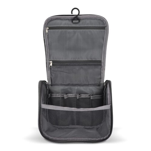 Kora 300D rPET toilettas met ophanghaak en binnenvakken LT95396 met logo