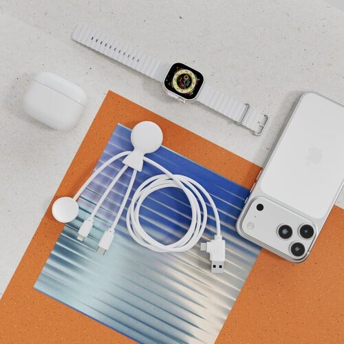 Xoopar Mr. Bio multikabel voor Apple Watch Samsung Watch Lightning en USB-C LT41031 met logo