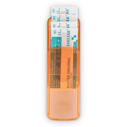 Compact PP-doosje met vijf PE-pleisters LT90320 bedrukt met logo
