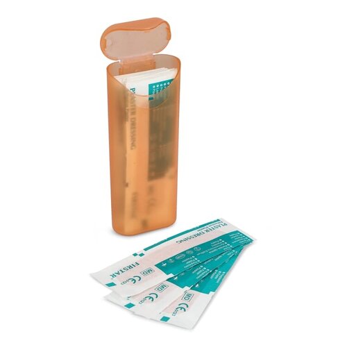 Compacte PP-opbergdoos LT90319 met 10 PE-pleisters en bedrukt logo