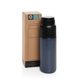 Thermocup RCS thermosfles van gerecycled RVS met drinkbeker 500 ml P437.40 bedrukken met logo
