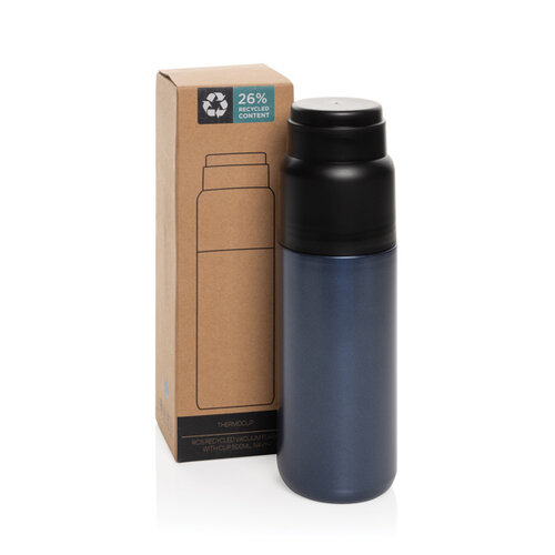 Thermocup RCS thermosfles van gerecycled RVS met drinkbeker 500 ml P437.40 bedrukken met logo