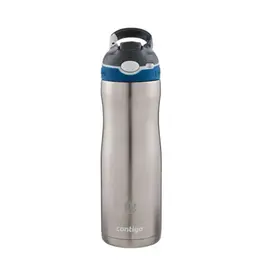<p>Wil je een <strong>Contigo Ashland Chill waterfles bedrukken met logo</strong>? De 267852 is een dubbelwandige roestvrijstalen drinkfles van 590 ml met vacuümisolatie, AUTOSPOUT™-technologie, een extra vergrendeling en geïntegreerde karabijnhaak. Dit model is gemaakt voor medewerkers en relaties die hun drinken langdurig koud willen houden tijdens werk, reizen en onderweg.</p> <p> </p> <h2>AUTOSPOUT opent de drinktuit met één druk</h2> <p>Met AUTOSPOUT™ komt de drinktuit omhoog wanneer je op de knop drukt. Na het drinken kan de tuit weer worden gesloten, waardoor deze beter beschermd blijft wanneer de fles niet wordt gebruikt.</p> <p>De waterfles is met één hand te bedienen. Dat is praktisch tijdens woon-werkverkeer, buitendienstwerk, evenementen en andere momenten waarop je snel wilt kunnen drinken.</p> <p> </p> <h2>Tot 24 uur koud met THERMALOCK</h2> <p>De dubbelwandige roestvrijstalen constructie is vacuümgeïsoleerd en voorzien van THERMALOCK™-technologie. Volgens C