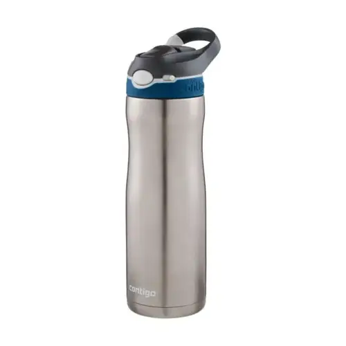 <p>Wil je een <strong>Contigo Ashland Chill waterfles bedrukken met logo</strong>? De 267852 is een dubbelwandige roestvrijstalen drinkfles van 590 ml met vacuümisolatie, AUTOSPOUT™-technologie, een extra vergrendeling en geïntegreerde karabijnhaak. Dit model is gemaakt voor medewerkers en relaties die hun drinken langdurig koud willen houden tijdens werk, reizen en onderweg.</p> <p> </p> <h2>AUTOSPOUT opent de drinktuit met één druk</h2> <p>Met AUTOSPOUT™ komt de drinktuit omhoog wanneer je op de knop drukt. Na het drinken kan de tuit weer worden gesloten, waardoor deze beter beschermd blijft wanneer de fles niet wordt gebruikt.</p> <p>De waterfles is met één hand te bedienen. Dat is praktisch tijdens woon-werkverkeer, buitendienstwerk, evenementen en andere momenten waarop je snel wilt kunnen drinken.</p> <p> </p> <h2>Tot 24 uur koud met THERMALOCK</h2> <p>De dubbelwandige roestvrijstalen constructie is vacuümgeïsoleerd en voorzien van THERMALOCK™-technologie. Volgens C