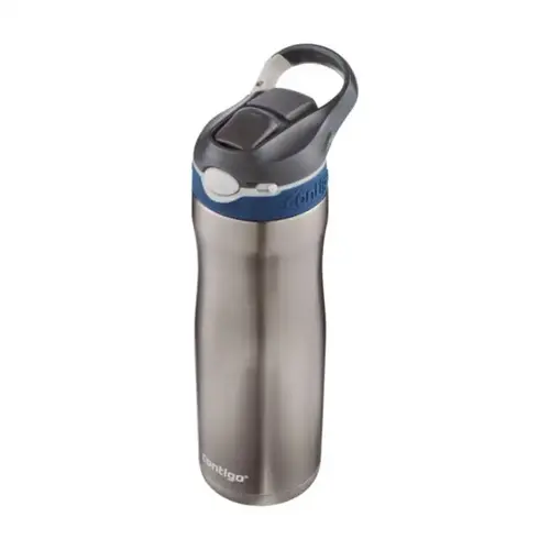 <p>Wil je een <strong>Contigo Ashland Chill waterfles bedrukken met logo</strong>? De 267852 is een dubbelwandige roestvrijstalen drinkfles van 590 ml met vacuümisolatie, AUTOSPOUT™-technologie, een extra vergrendeling en geïntegreerde karabijnhaak. Dit model is gemaakt voor medewerkers en relaties die hun drinken langdurig koud willen houden tijdens werk, reizen en onderweg.</p> <p> </p> <h2>AUTOSPOUT opent de drinktuit met één druk</h2> <p>Met AUTOSPOUT™ komt de drinktuit omhoog wanneer je op de knop drukt. Na het drinken kan de tuit weer worden gesloten, waardoor deze beter beschermd blijft wanneer de fles niet wordt gebruikt.</p> <p>De waterfles is met één hand te bedienen. Dat is praktisch tijdens woon-werkverkeer, buitendienstwerk, evenementen en andere momenten waarop je snel wilt kunnen drinken.</p> <p> </p> <h2>Tot 24 uur koud met THERMALOCK</h2> <p>De dubbelwandige roestvrijstalen constructie is vacuümgeïsoleerd en voorzien van THERMALOCK™-technologie. Volgens C
