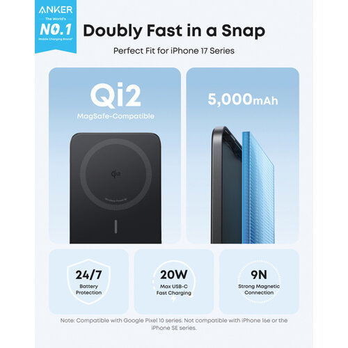 DéBlé Anker Nano Wireless Power Bank 5K 15W MagGo slim Qi 2.0 (RBA1665) bedrukken met logo