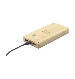 Bamboe solar powerbank 8000 mAh met draadloos laden (265206)