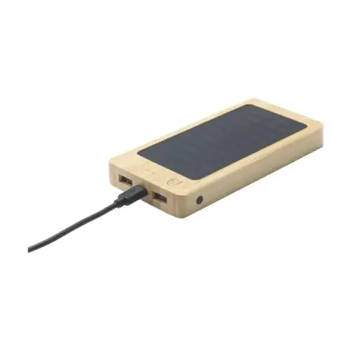 Bamboe solar powerbank 8000 mAh met draadloos laden (265206)