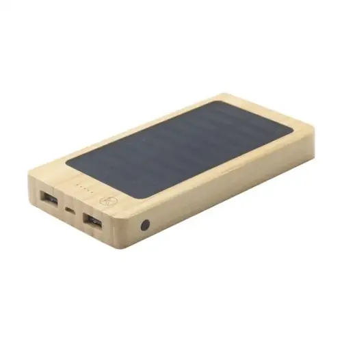 Bamboe solar powerbank 8000 mAh met draadloos laden (265206)