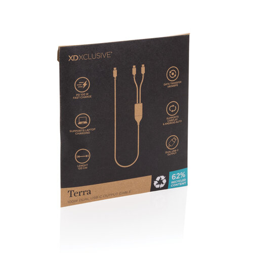 DéBlé Terra 100W RCS Dual USB-C oplaadkabel (P302.99) bedrukken met logo
