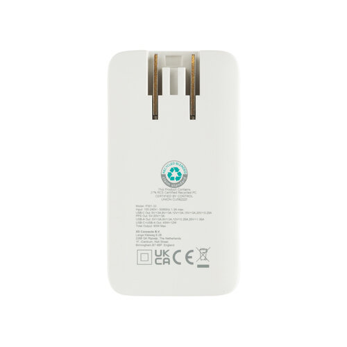 DéBlé Fluxo RCS 65W platte GaN-lader met universele connectors (P301.33) bedrukken met logo