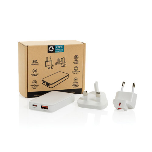 DéBlé Fluxo RCS 65W platte GaN-lader met universele connectors (P301.33) bedrukken met logo