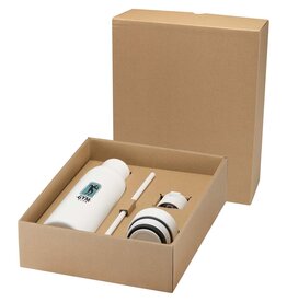 DeBle Illuminate RCS gerecyclede RVS drinkfles 650 ml met 3-delige dekselset bedrukt met logo