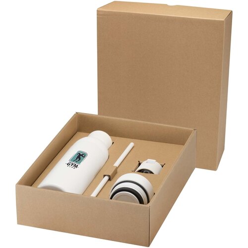 DeBle Illuminate RCS gerecyclede RVS drinkfles 650 ml met 3-delige dekselset bedrukt met logo
