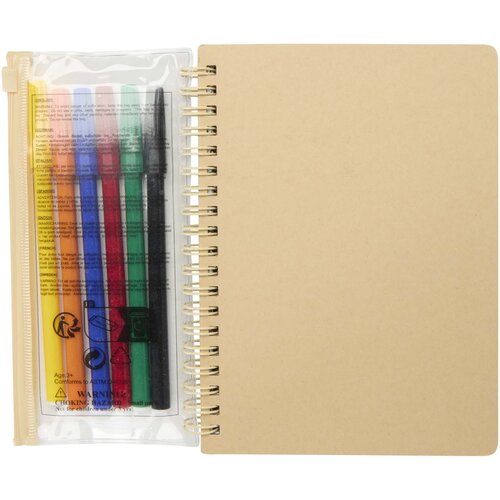 DéBlé Squiggle B6 hardcover notitieboek en markers set 107330 bedrukt met logo
