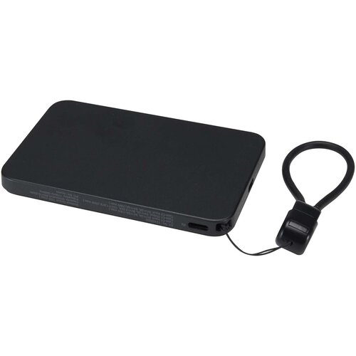 SMART magnetische powerbank 5000 mAh (124529) van gerecycled ABS met lanyard bedrukt met bedrijfslogo