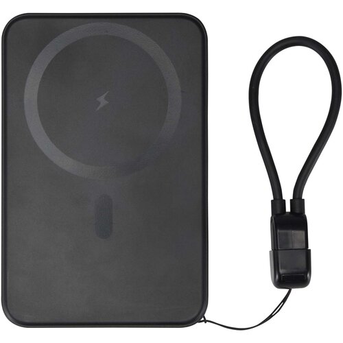 SMART magnetische powerbank 5000 mAh (124529) van gerecycled ABS met lanyard bedrukt met bedrijfslogo