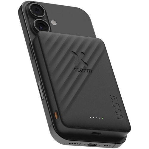 Xtorm Go2 15W powerbank 5000 mAh (124602) magnetische draadloze oplader van GRS-gerecycled kunststof met logo